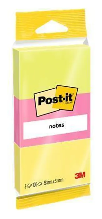 Termék főképe Samolepící bloček, 38x51 mm, 100 lístků, 3M POSTIT, nenové barvy