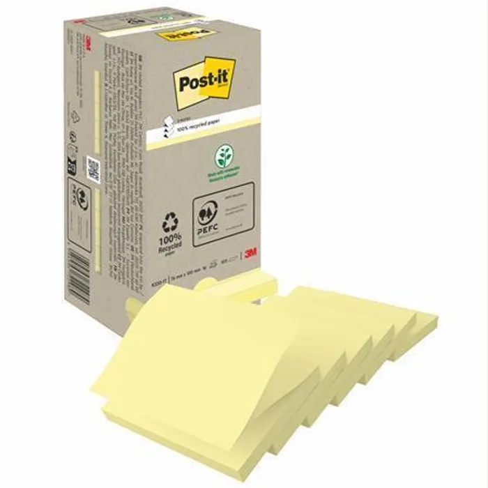 Termék főképe Samolepící bloček, 76x76 mm, 100 lístků, recyklovaný, 3M POSTIT, žlutý