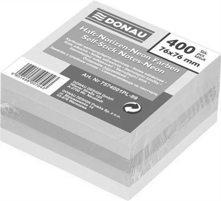 Termék főképe Samolepicí bloček, 76x76 mm, 5x80 lístků, DONAU, neonové barvy
