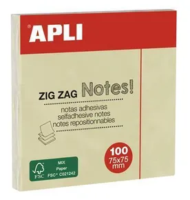 Öntapadó párna "Z", 75x75 mm, 100 lap, APLI, sárga