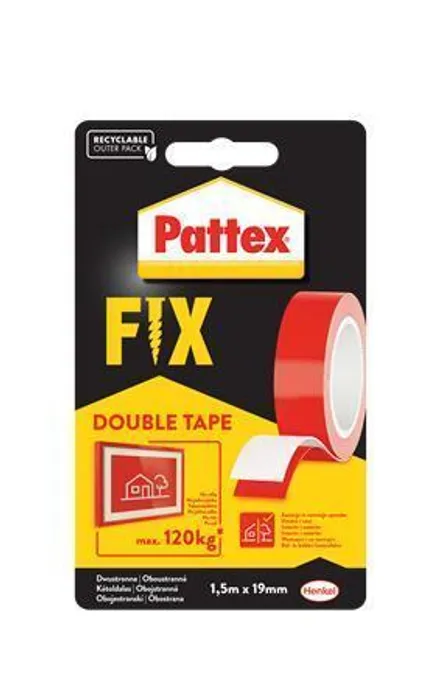 Termék főképe Samolepicí páska "Pattex Fix 120 kg", červená, oboustranná, 19 mm x 1,5 m, HENKEL