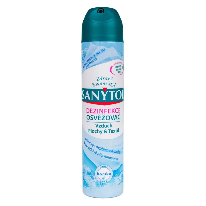 Termék főképe Sanytol horská vůně desinfekční osvěžovač vzduchu na plochy a textil 300 ml
