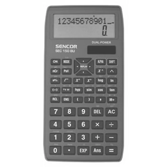 Termék főképe Sencor Kalkulačka SEC 150 BU, šedá, školní, dvanáctimístná, modrý rámeček