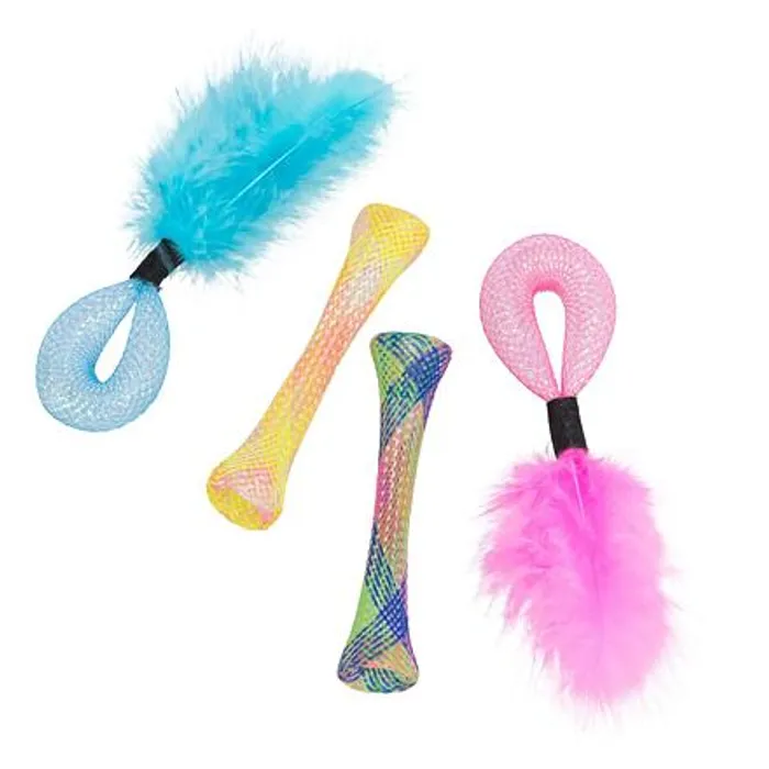 Termék főképe Set 4ks trubiček s peřím, hračka pro kočky, 15 cm