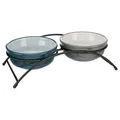 Következő termékkép Kerámia tál készlet fém állványban, 2 × 0,25 l/o 13 cm, kerozin/szürke