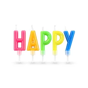 Pálcikás gyertyakészlet "HAPPY BIRTHDAY" 65 mm [1 készlet]