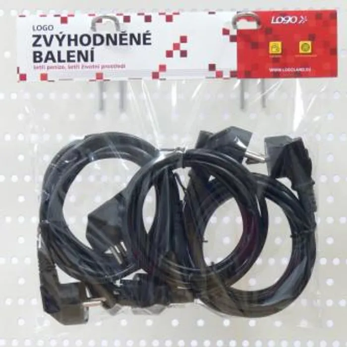 Termék főképe Síťový kabel 230V napájecí, CEE7 (vidlice)-C13, 2m, VDE approved, černý, Logo, 5 pack (ec