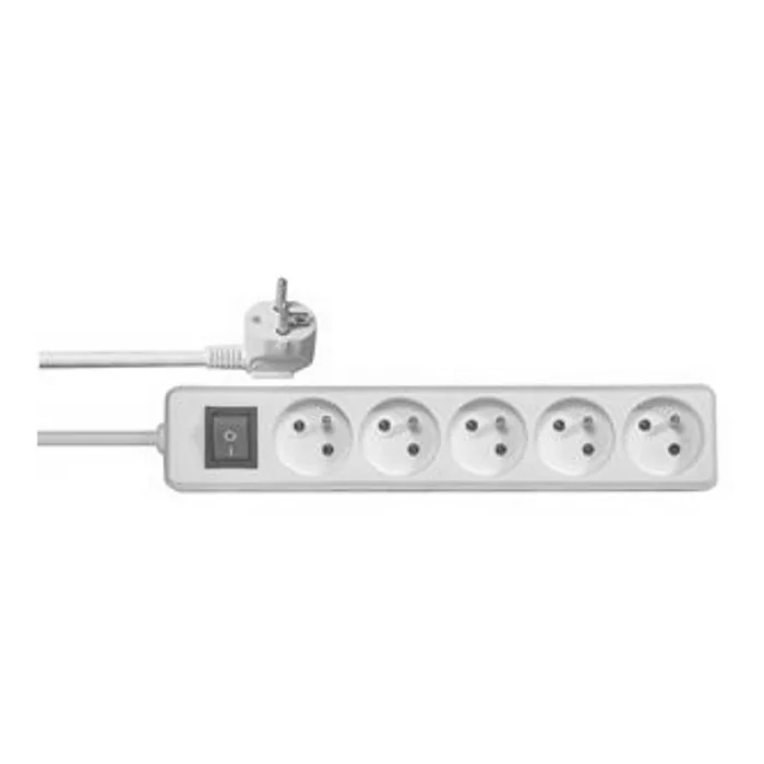 Termék főképe Síťový kabel 230V prodlužovací, CEE7 (vidlice)-zásuvka 5x, 5m, VDE approved, bílá, s vypí