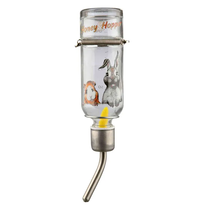 Termék főképe Skleněná napáječka Honey & Hopper s kovovým pítkem pro pískomily a křečky 125 ml