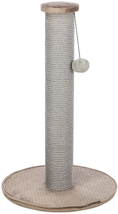 Termék főképe Škrabací sloupek LIVIA s plyšovou kuličkou, 64 cm, sisal/plyš, béžovošedá
