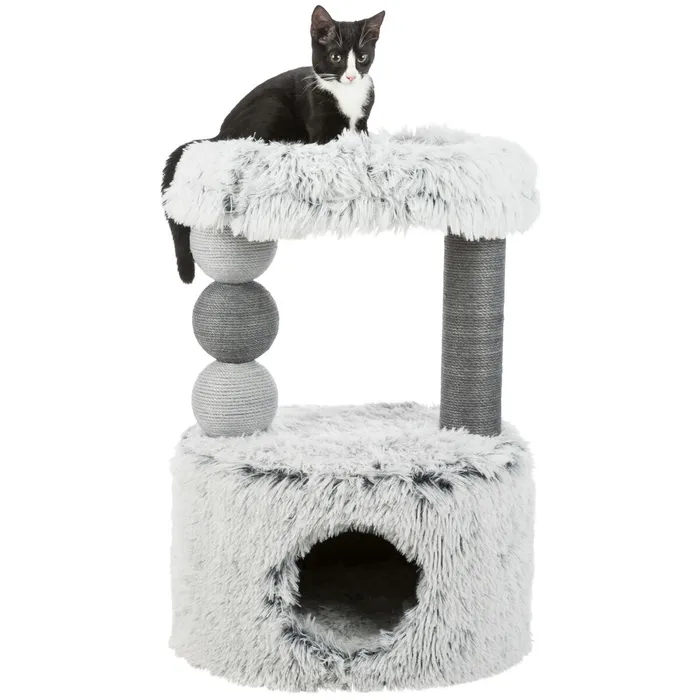 Termék főképe Škrábadlo HARVEY, kukaň, 2 sloupky, odpočívadlo 73cm, dlouhovlasý plyš, šedá