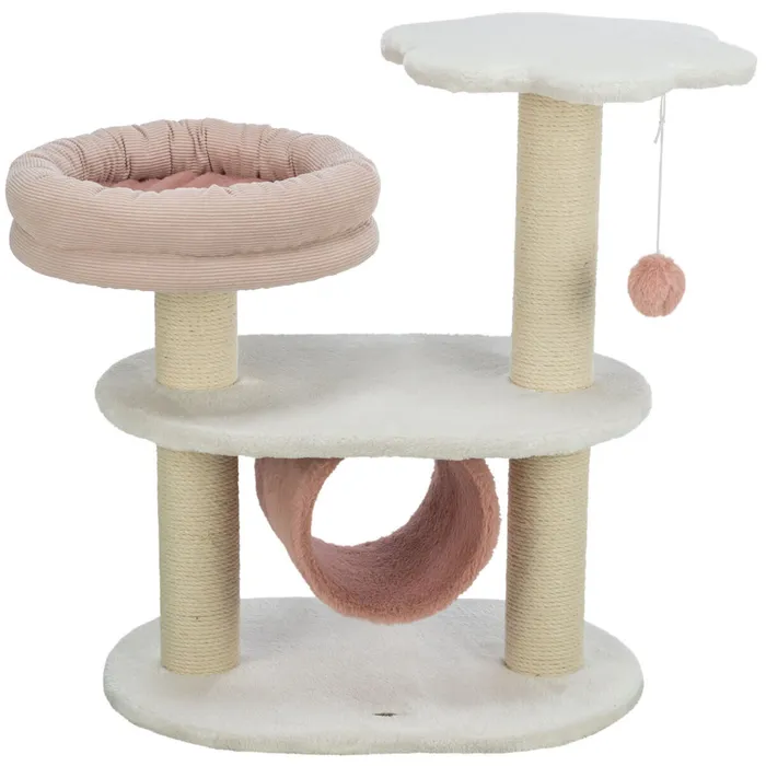 Termék főképe Škrabadlo ISABELLA, 70 cm, oválná základna, 2 patra, tunel, lůžko, bílá/antická růžová