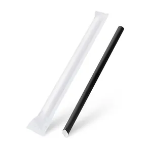 Szívószál (PAP) Bubble Tea fekete átmérő 12mm x 21cm egyesével csomagolt [100 db]