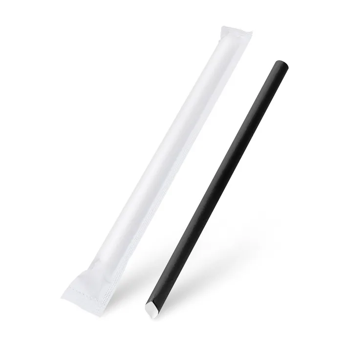Termék főképe Slámka papírová Bubble Tea černá průměr 12mm x 21cm jednotlivě balená [100 ks]