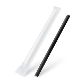 Szívószál (PAP) fekete `JUMBO` átmérő 12mm x 21cm egyesével csomagolt [100 db]