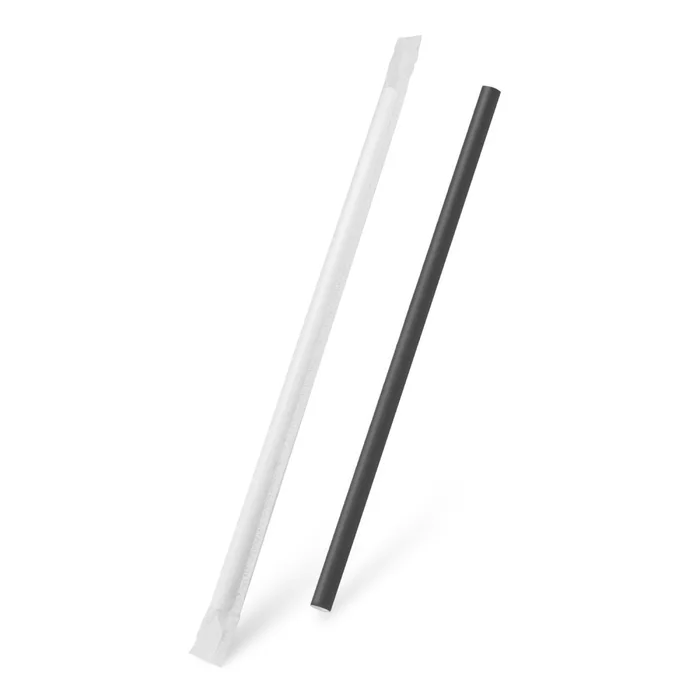 Termék főképe Slámka papírová černá `JUMBO` průměr 8mm x 25cm jednotlivě balená [100 ks]