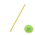 Szívószál (PAP) Spirál sárga `JUMBO` átmérő 8mm x 25cm [100 db]