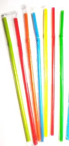 Műanyag szívószálak, rugalmas, higiénikusan csomagolt, 24 cm, átmérő 5 mm [100 db] (újrafelhasználható)
