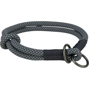 Puha kötél kerek félig visszahúzható gallér, fekete/szürke S: 35cm/ 10 mm