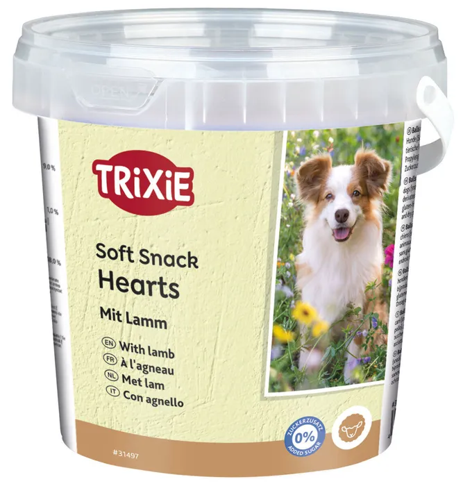 Termék főképe Soft Snack Happy Hearts - srdíčka jehněčí s rýží, kyblík 500 g
