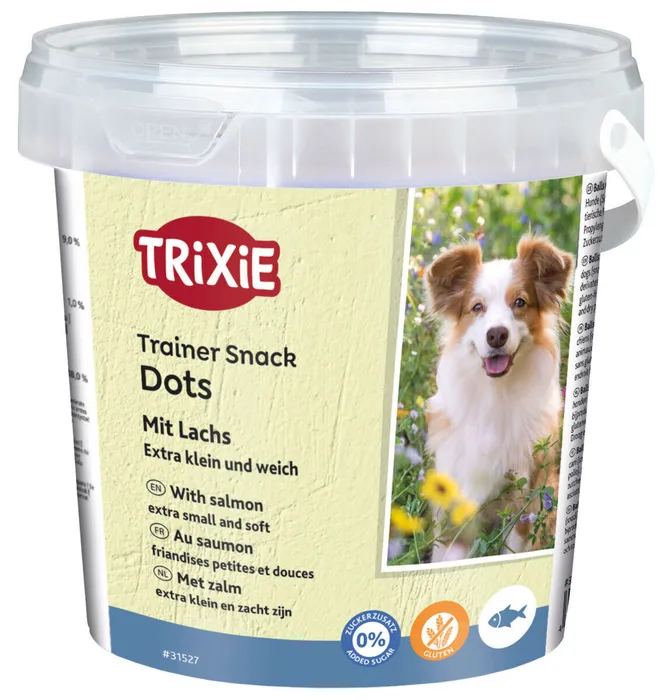 Termék főképe Soft Snack Mini Trainer Dots, miniválečky s lososem, 500g kyblík