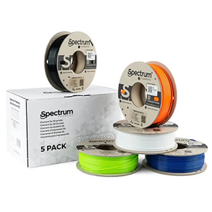 Termék főképe Spectrum 3D filament, Premium PET-G, 1,75mm, 5x250g, 80748, mix Artic White, Deep Black,