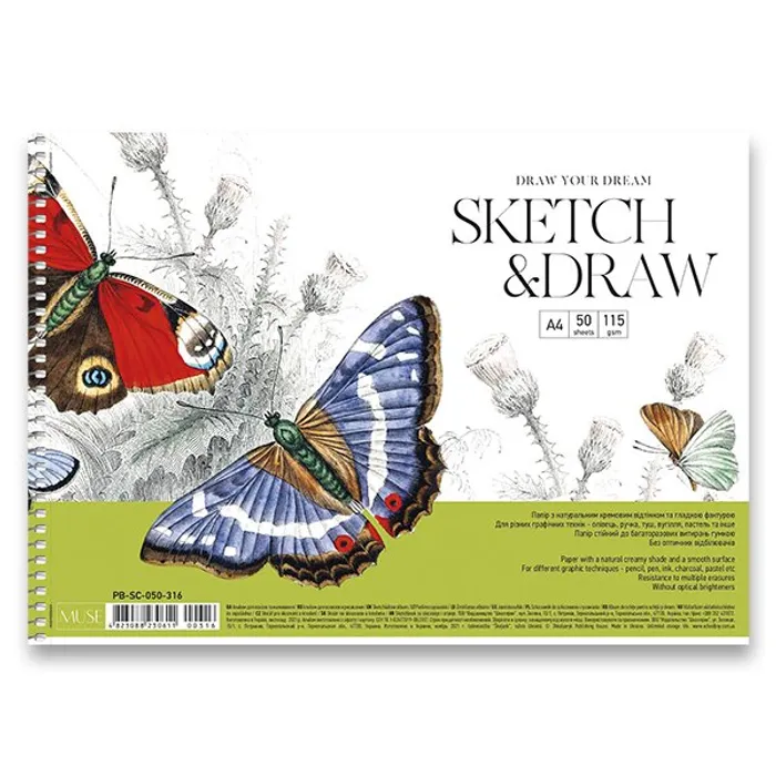 Termék főképe Spirálový náčrtník Shkolyaryk Muse Sketch&Draw A4, 50 listů