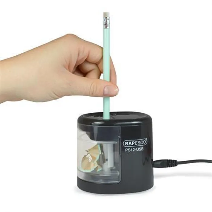 Termék főképe Stolní ořezávátko "PS12-USB", černá, 2 otvory, baterie/USB, RAPESCO