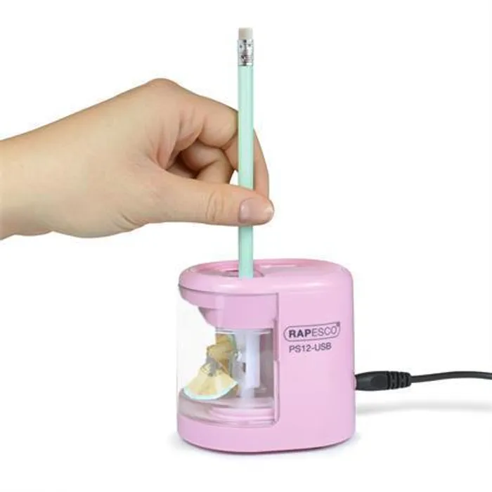 Termék főképe Stolní ořezávátko "PS12-USB", růžová, 2 otvory, baterie/USB, RAPESCO