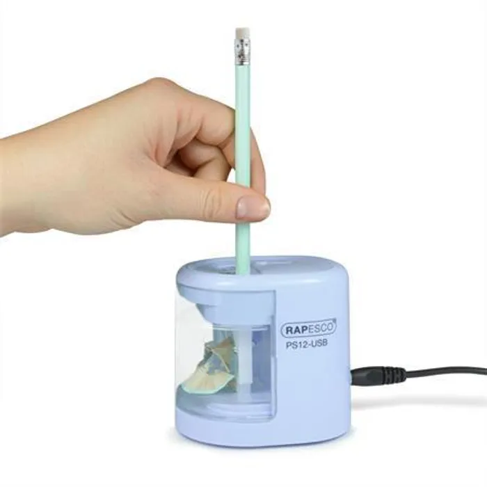 Termék főképe Stolní ořezávátko "PS12-USB", světle modrá, 2 otvory, baterie/USB, RAPESCO