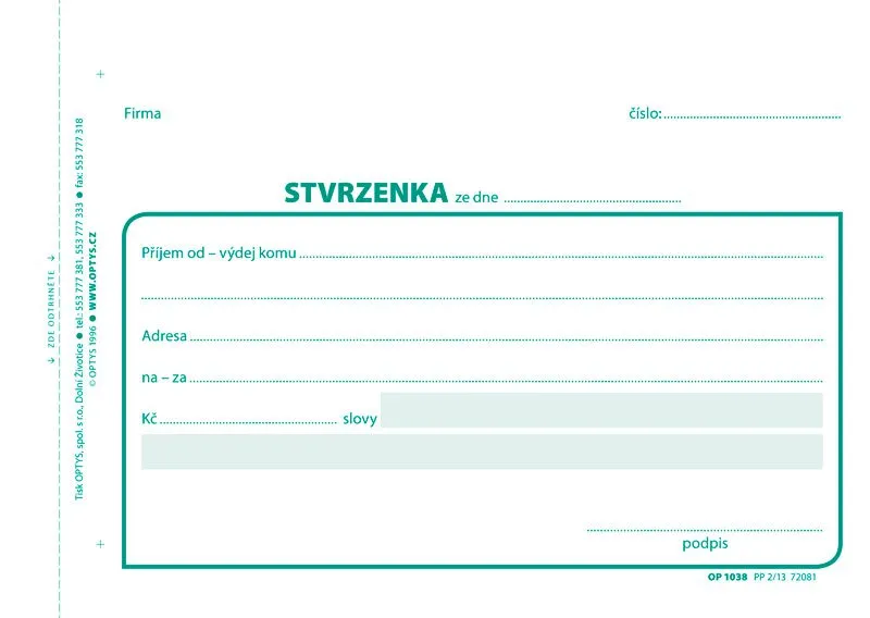 Termék főképe Stvrzenka, A6, 100 listů 1038