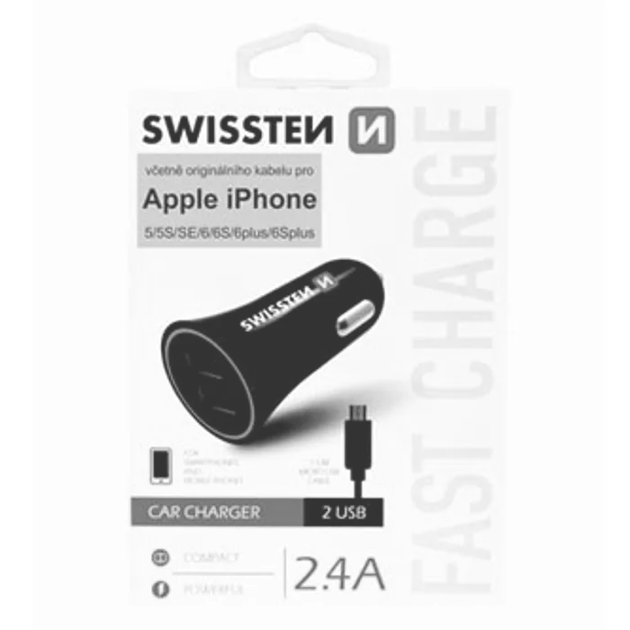 Termék főképe SWISSTEN, micro USB a lightning auto nabíječka, + USB kabel (A male-micro), lightning 12V