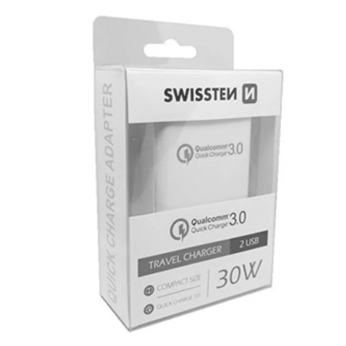 Termék főképe SWISSTEN, Síťový adaptér, 100-240V, 12V, 3000mA, rychlonabíjení, bílý
