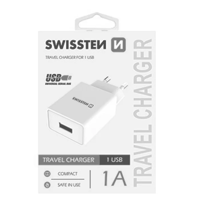 Termék főképe SWISSTEN, Síťový adaptér, 100-240V, 5V, 1000mA, nabíjení mobilních telefonů aj., bílý