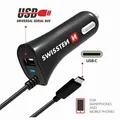 SWISSTEN, USB C- autós töltő, 1x csatlakozó (USB C) + USB port 12V, 5V, 2400mA, töltés