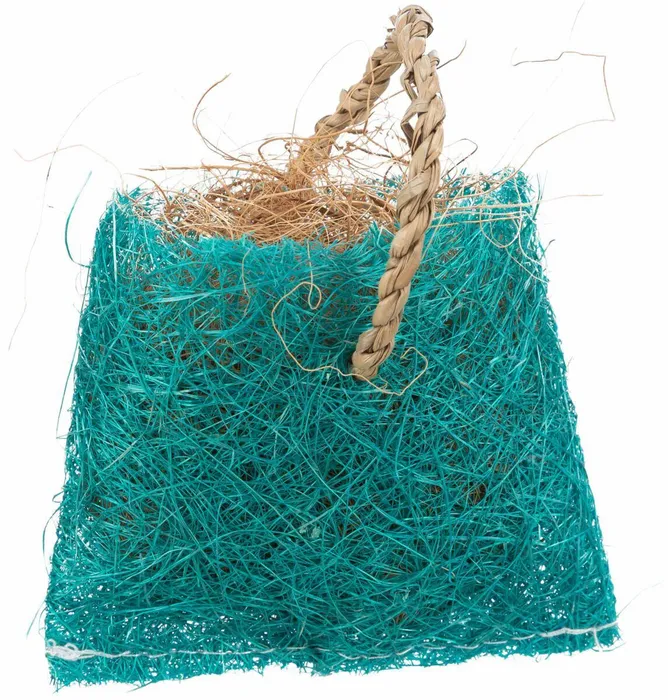 Termék főképe Taštička s kokosovým vláknem - hračka pro hlodavce, sisal, 10 x 13 cm, modrá
