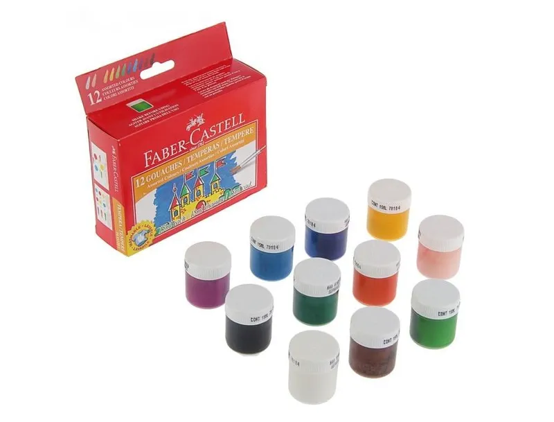 Termék főképe Temperové barvy 15ml 12 barev, standardní Faber Castell (161112)