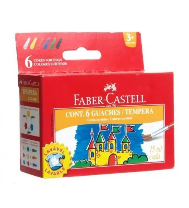 Termék főképe Temperové barvy 15ml 6 barev, standardní Faber Castell (161106)