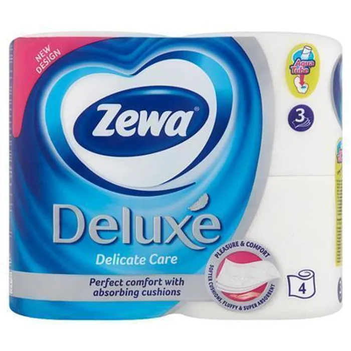 Termék főképe Toaletní papír, 3vrstvý, 4 role, ZEWA "Deluxe", bílý