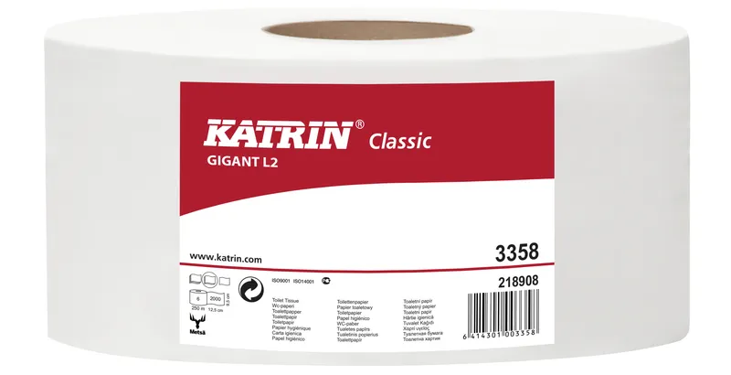 Termék főképe Toaletní papír JUMBO Katrin Classic Gigant L2 2-vrstvý 28 cm 250 m bílý [1 ks]