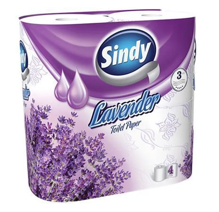 Termék főképe Toaletní papír "Sindy", levandule, 3 vrstvý, 4 role v balení