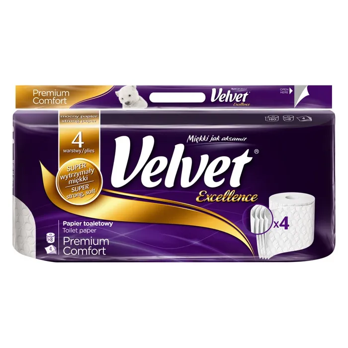 Termék főképe Toaletní papír Velvet White Excellence Premium Comfort luxusní 4 vrstvý 8 kusů
