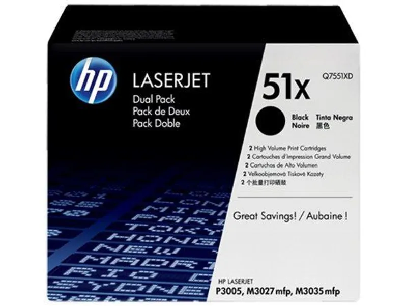 Termék főképe Toner pro "LaserJet P3005, M3027MFP" tiskárny, HP "Q7551XD" Černá, 2*13 tis.stran