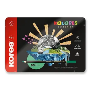 Kores Kolores Selection háromszögletű zsírkréta, fémdobozban, 50 szín