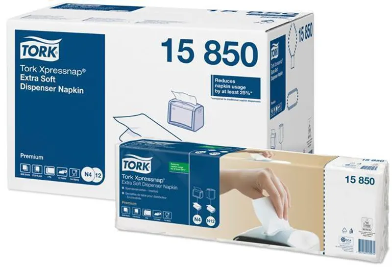 Termék főképe Ubrousky do zásobníku Tork 15850 Xpressnap N4 2vr bílé 21,3×16,5 cm [8000 ks]