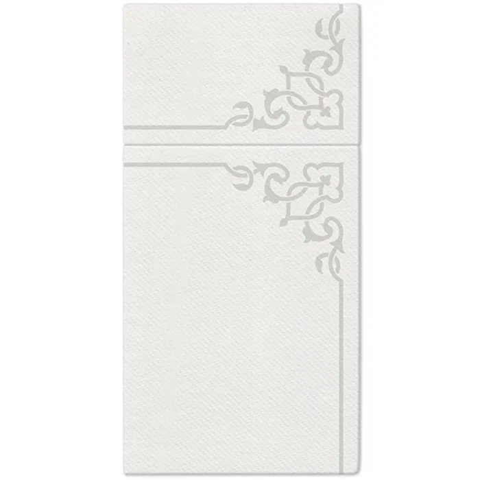Termék főképe Ubrousky na příbory PAW AIRLAID 40x40 cm Elegant Frame Silver, [25 ks]