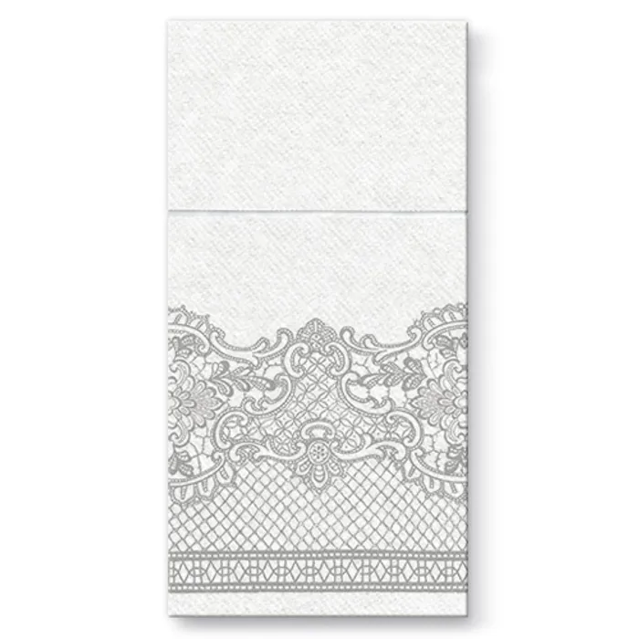 Termék főképe Kapsy na příbory PAW Airlaid 40x40cm Royal Lace Silver, 25 ks/bal