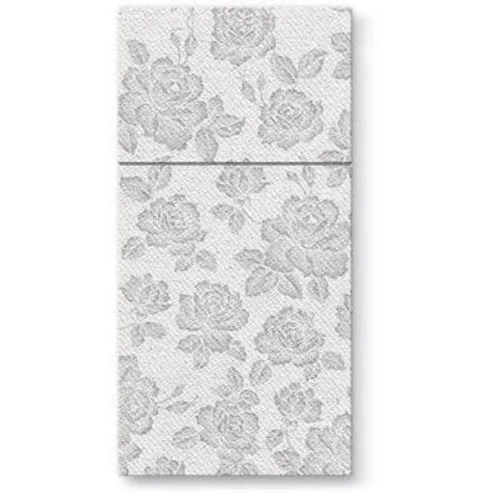 Termék főképe Ubrousky na příbory PAW AIRLAID 40x40cm Subtle Roses Silver [25 ks]