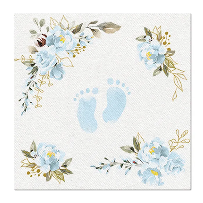 Termék főképe Ubrousky PAW AIRLAID 40x40 cm Baby Feet light blue [50 ks]