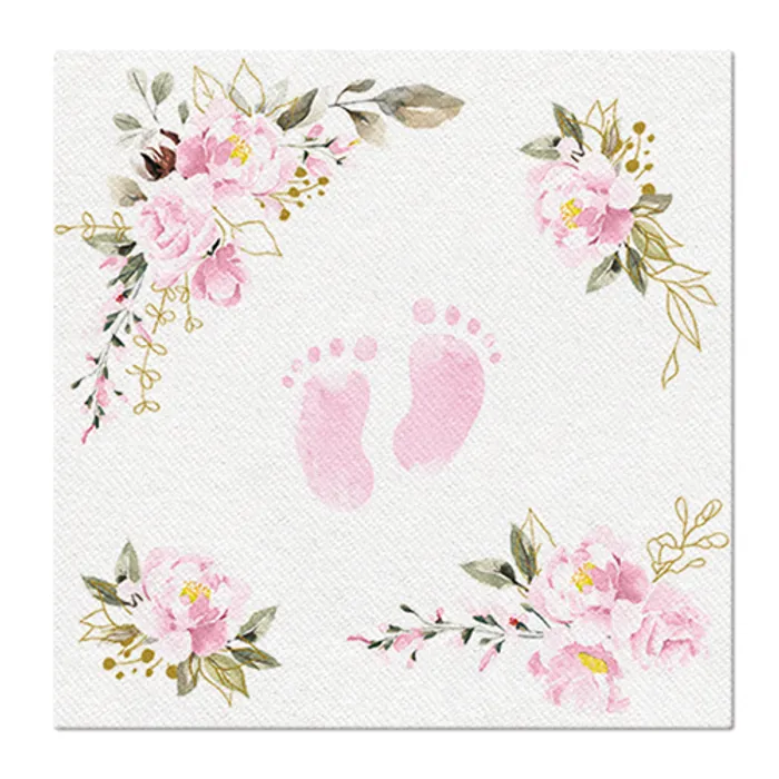 Termék főképe Ubrousky PAW AIRLAID 40x40 cm Baby Feet light pink [50 ks]